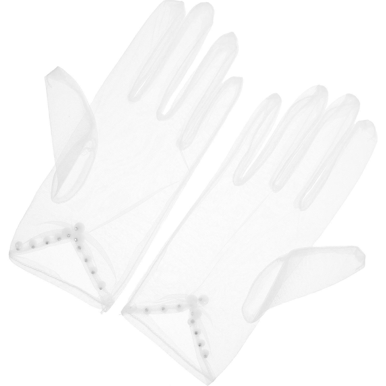 Short Length Tulle Gloves For Brides Wedding Banquet 22x8cm Elegant Decoration 1 Pair