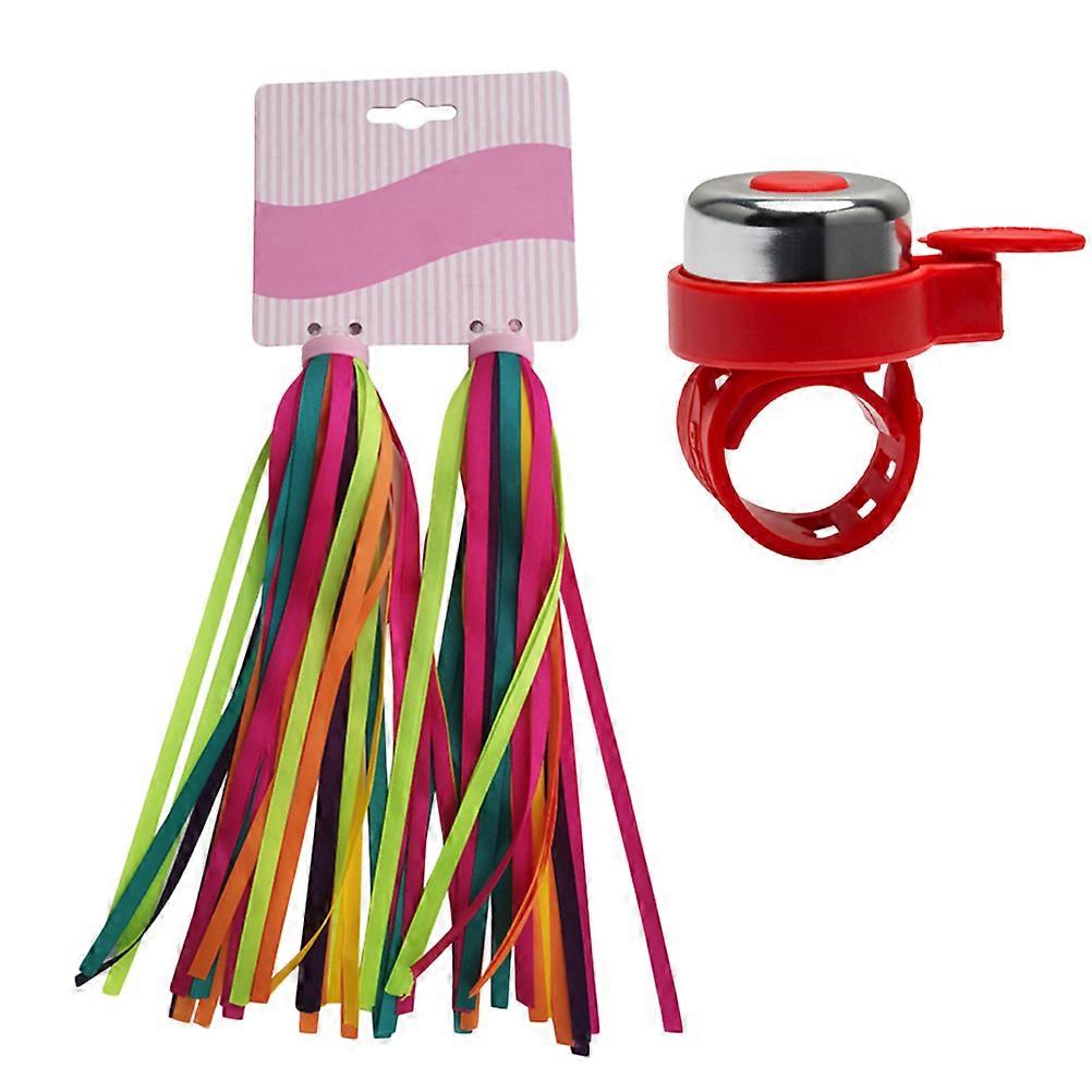 Bike Handlebar Streamers 2 Pairs Tassels Bells For Children Riding Assorted To Watch Set