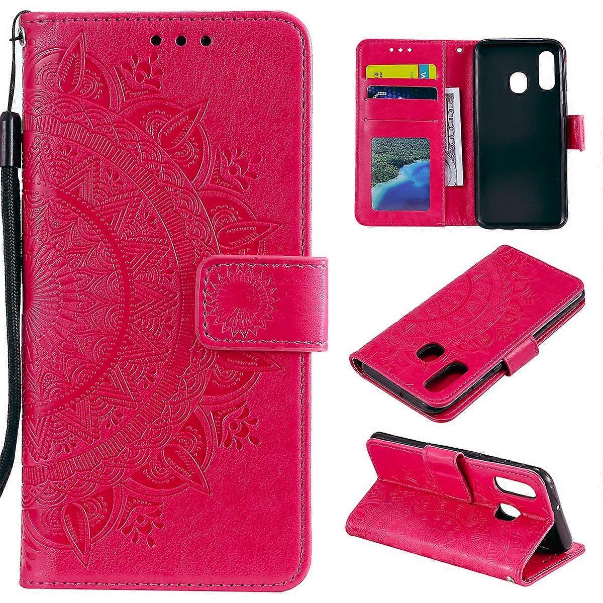 Imprint Mandala Flower Stand Wallet Leather Case for Samsung Galaxy A40