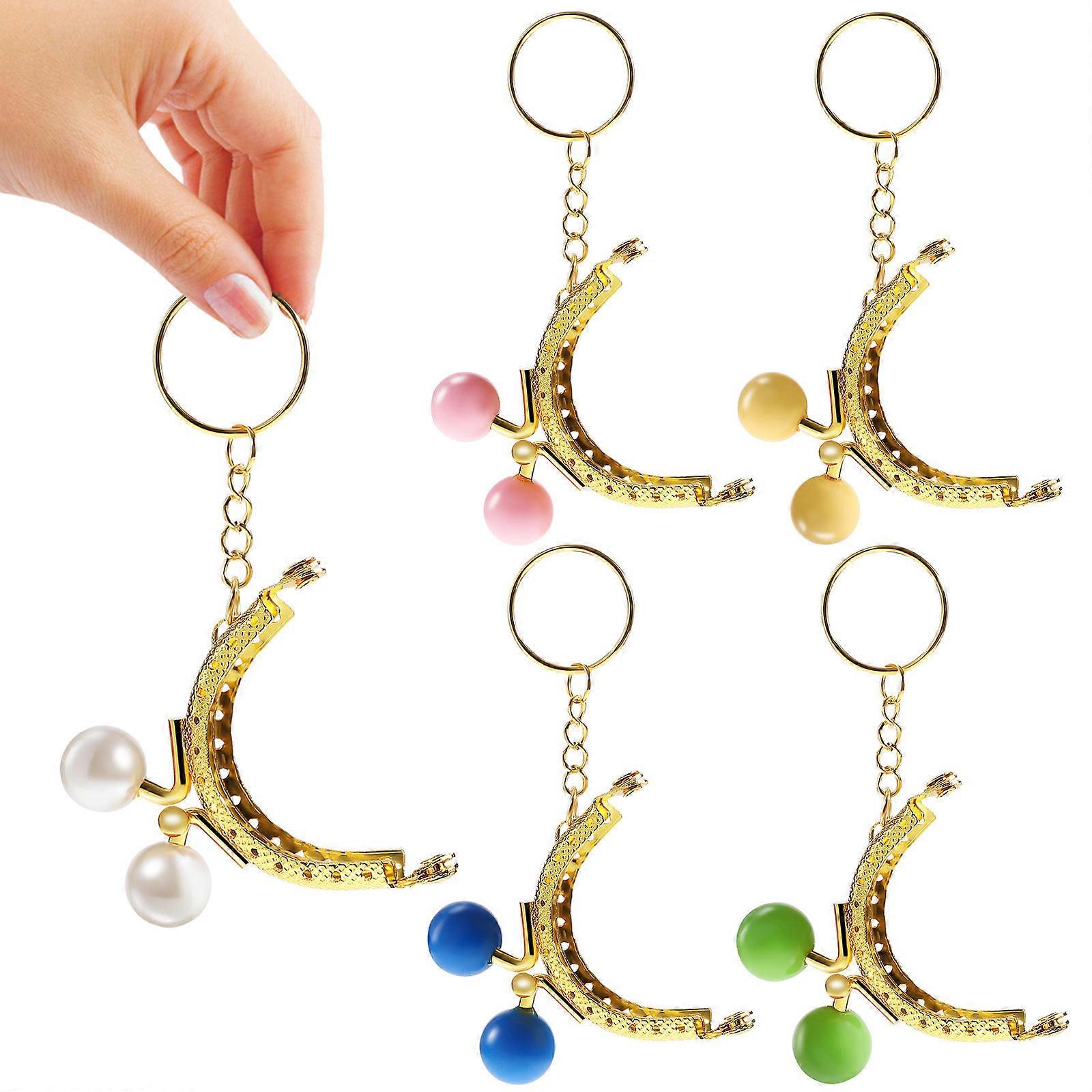 5 Pcs Purse Clasp Frames For DIY Making Retro Semicircular Coin Bag Closure Key Ring Assorted Color