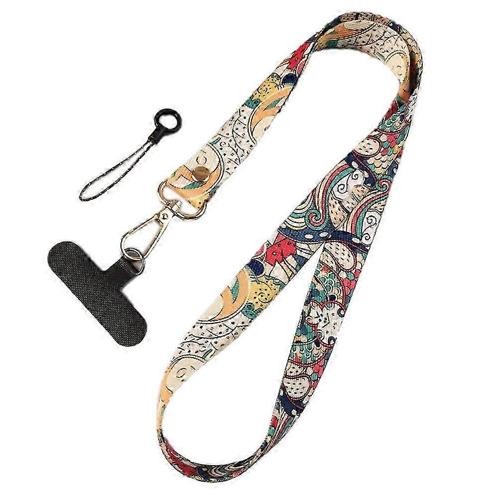 Type F Phone Lanyard Ethnic Style Nylon Phone Neck Phone Charm with Tether Tab + Hanging