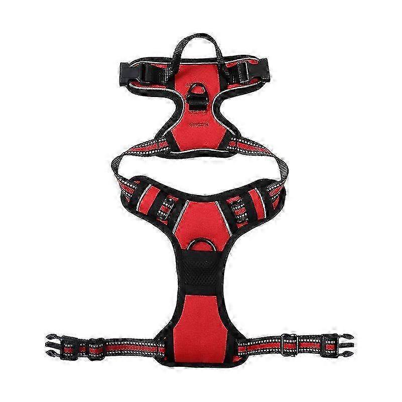 Adjustable No Pull Dog Harness in Red - Size L for Comfortable Walking & Pet Control