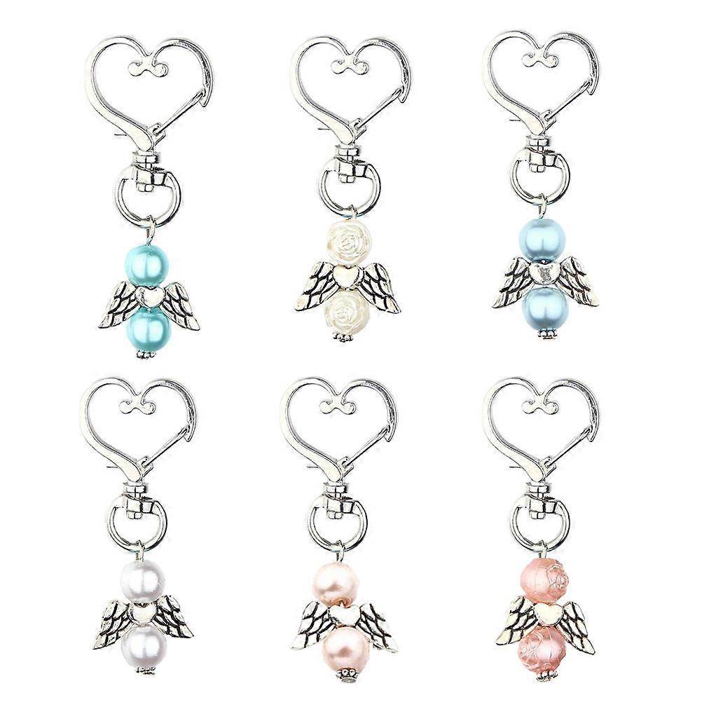 Angel Wing Keychains in Assorted Colors Made of Alloy for Decor and Gifts 6pcs