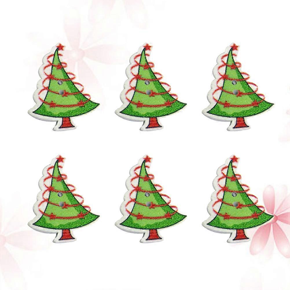 Decorative Buttons,Cute Christmas Tree Shape,Durable Wood for DIY Projects
