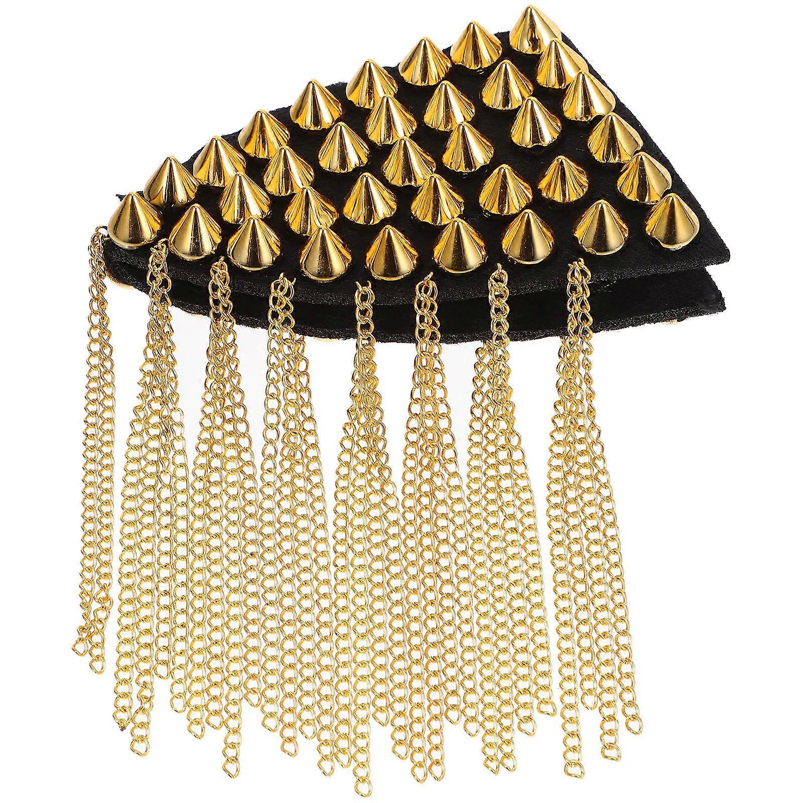 Golden Alloy Tassel Chain Shoulder Boards Badge for Decorative Clothing with 2.75 Inches Size
