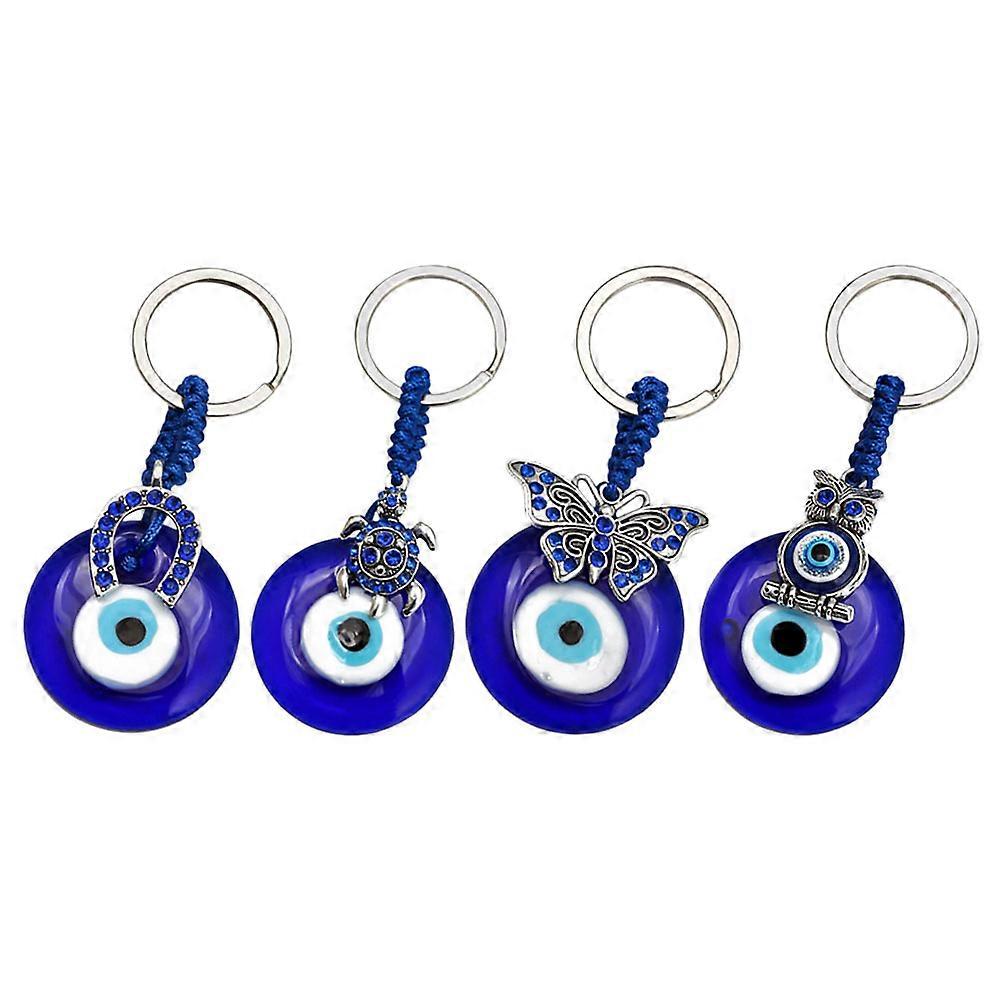 Portable Evil Eye Pendant Stylish Key Chain For Men Daily Use 9x4cm 4Pcs