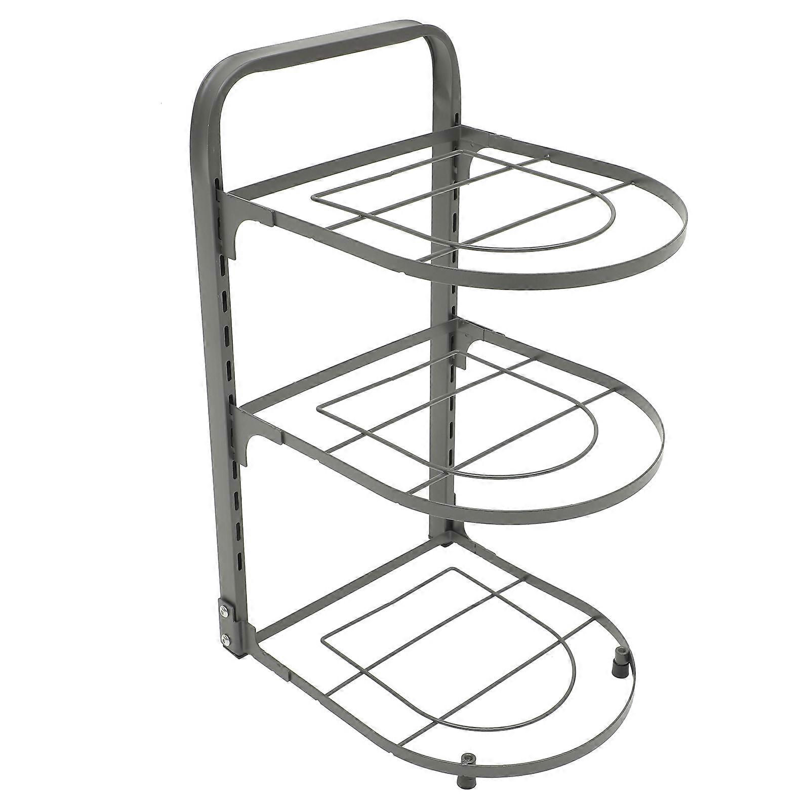 Foldable Multi Layer Pan Organizer Rack for Kitchen Countertop – Space Saving Storage Shelf for Pots and Kitchen Essentials