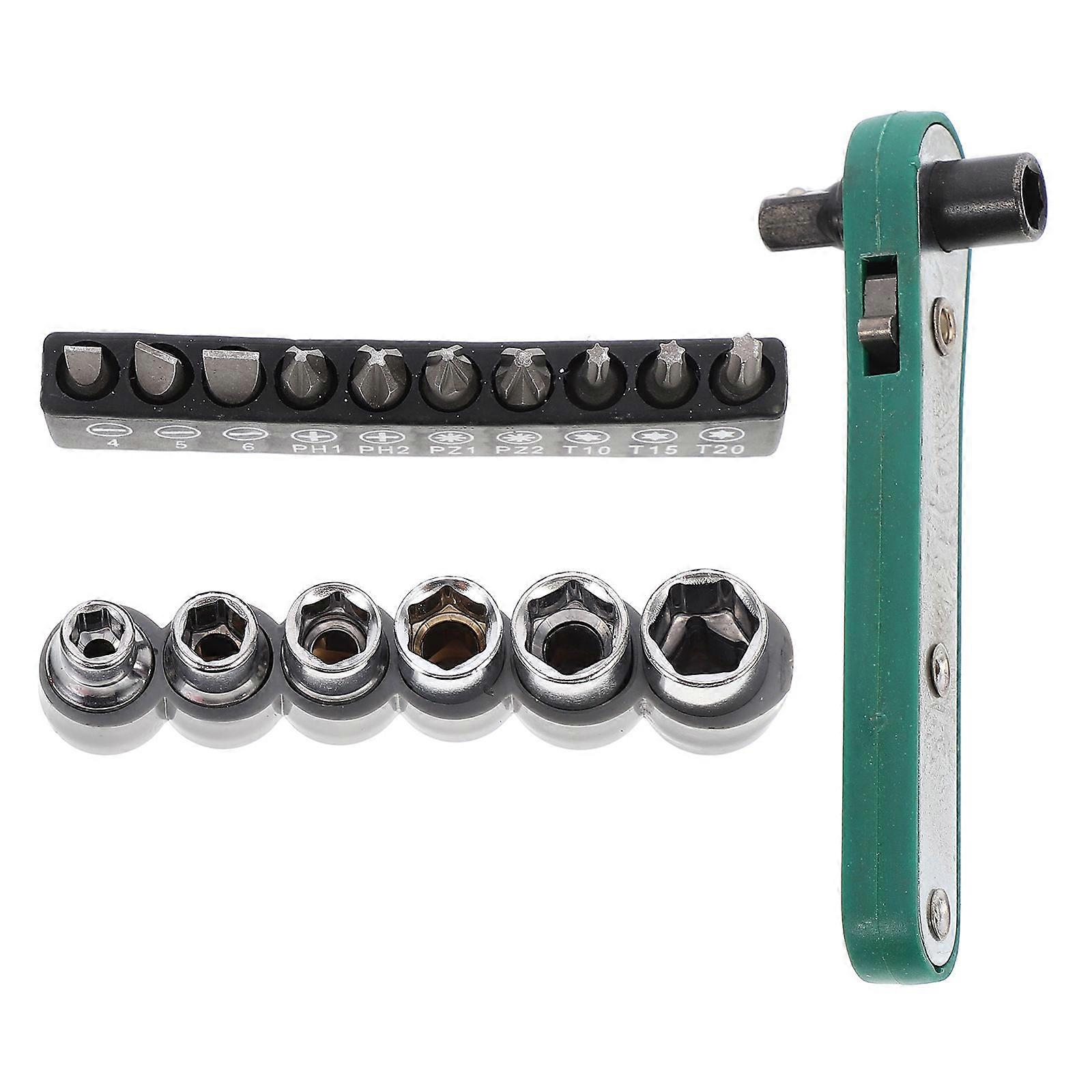 1 Set Ratchet Wrench Set with Replaceable Sleeves for Vehicle, Motorcycle, and Truck Repairs – Durable and Comfortable Grip