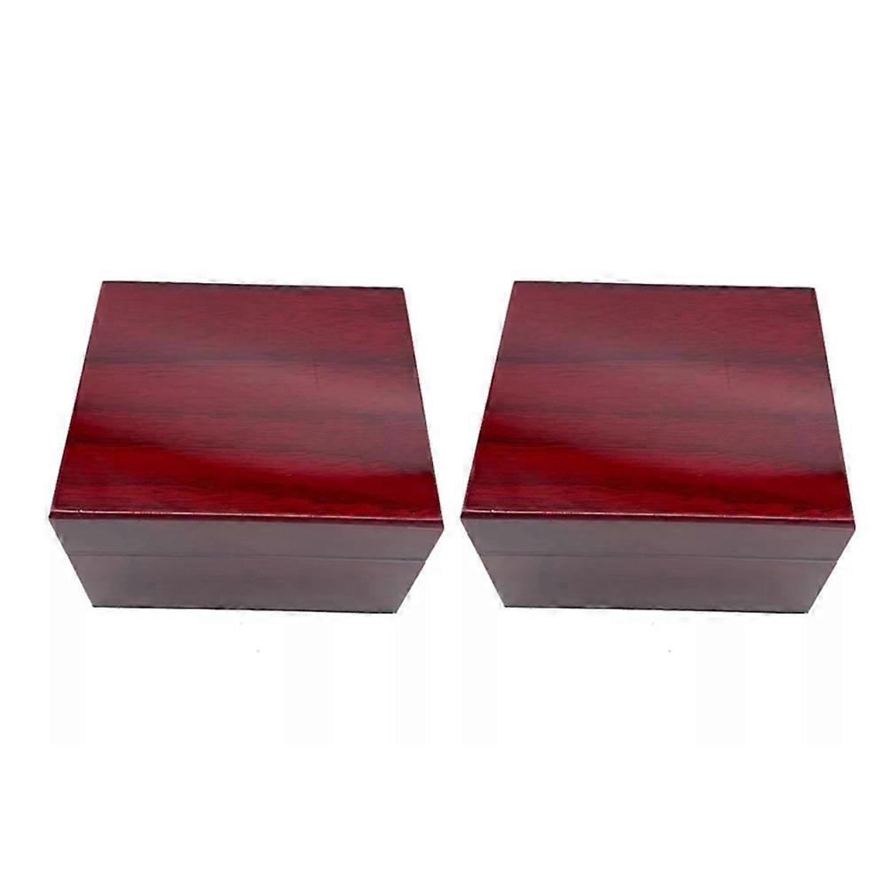 Wood Present Box 2Pcs For Business Use Red Color Wooden Watch Box With Storage Function