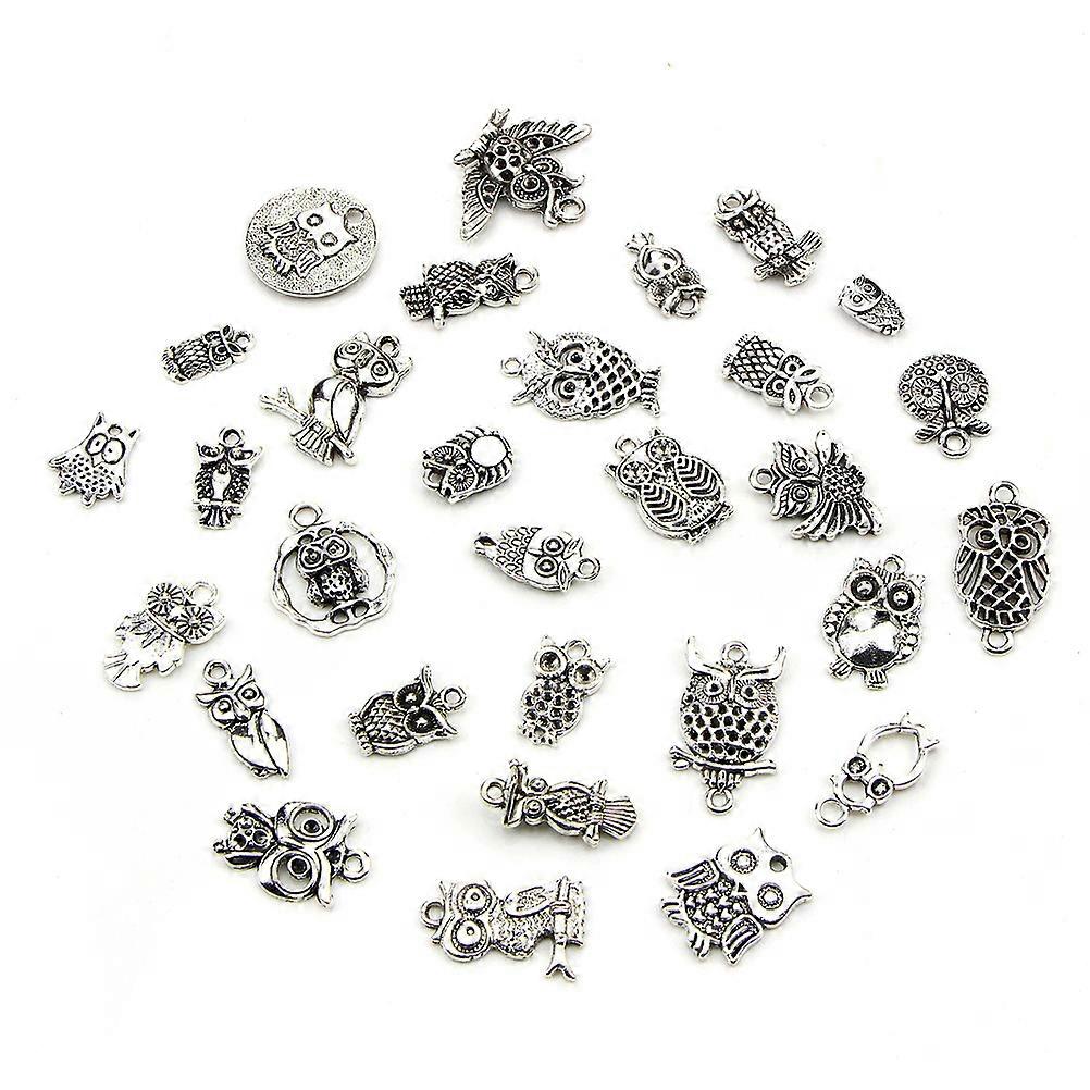 30Pcs Mixed Owl Shape Charms Antique Silver Suitable For Creating Unique Jewelry In DIY Projects And Gifting