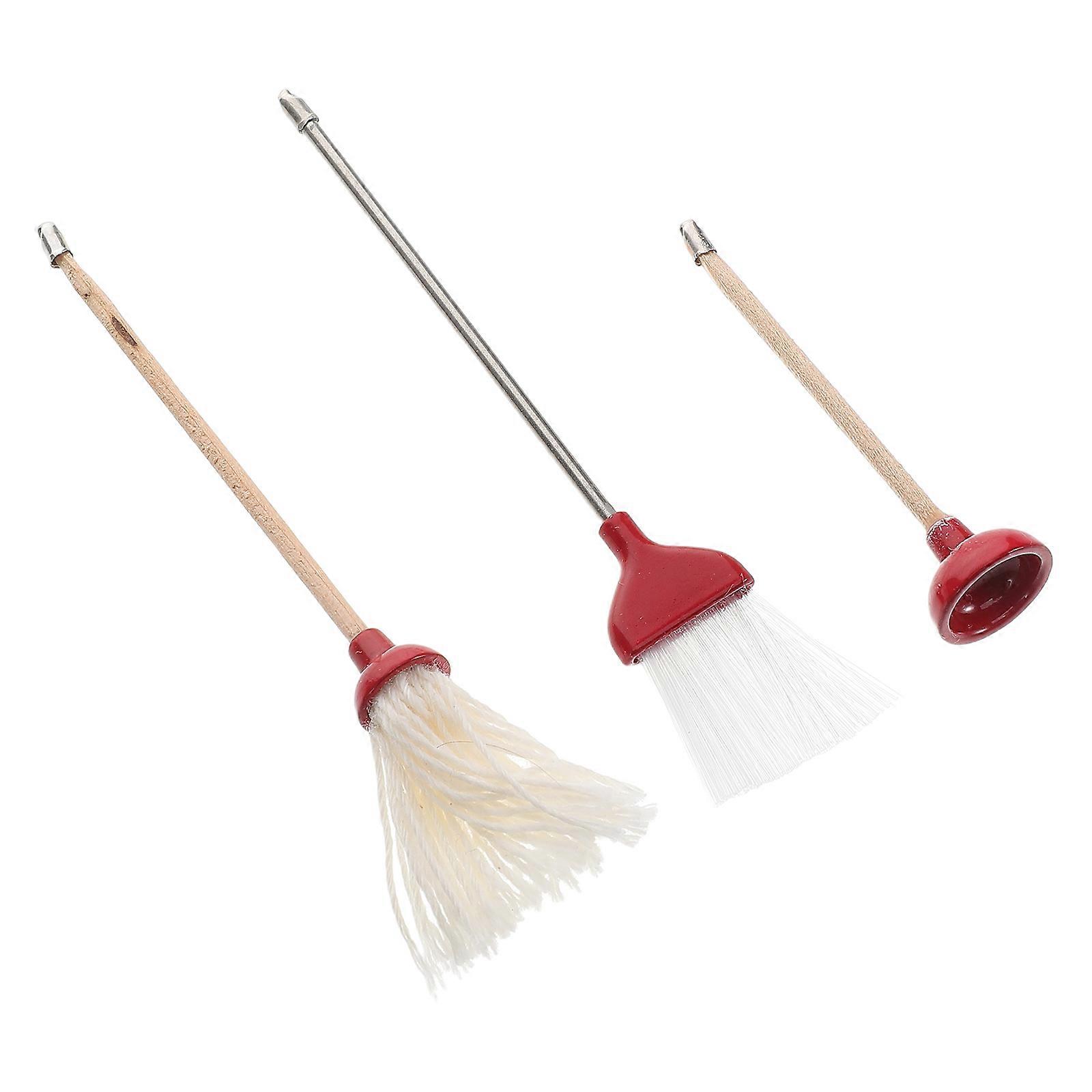 Dollhouse Mini Cleaning Set With Mop Broom And Toilet Plunger Designed For Collectors And Hobbyists 1 Set