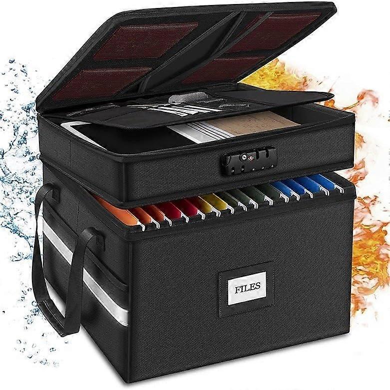 Fireproof Document Bag with 2 Layers 2870°C Lock Collapsible Storage Box