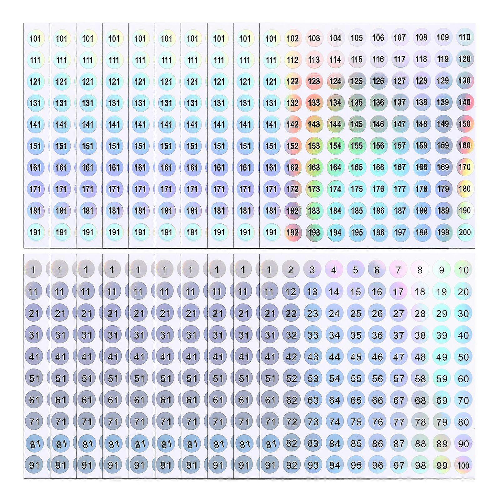 20 Sheets of Numbered Stickers Adhesive Number Stickers Number Classification Stickers