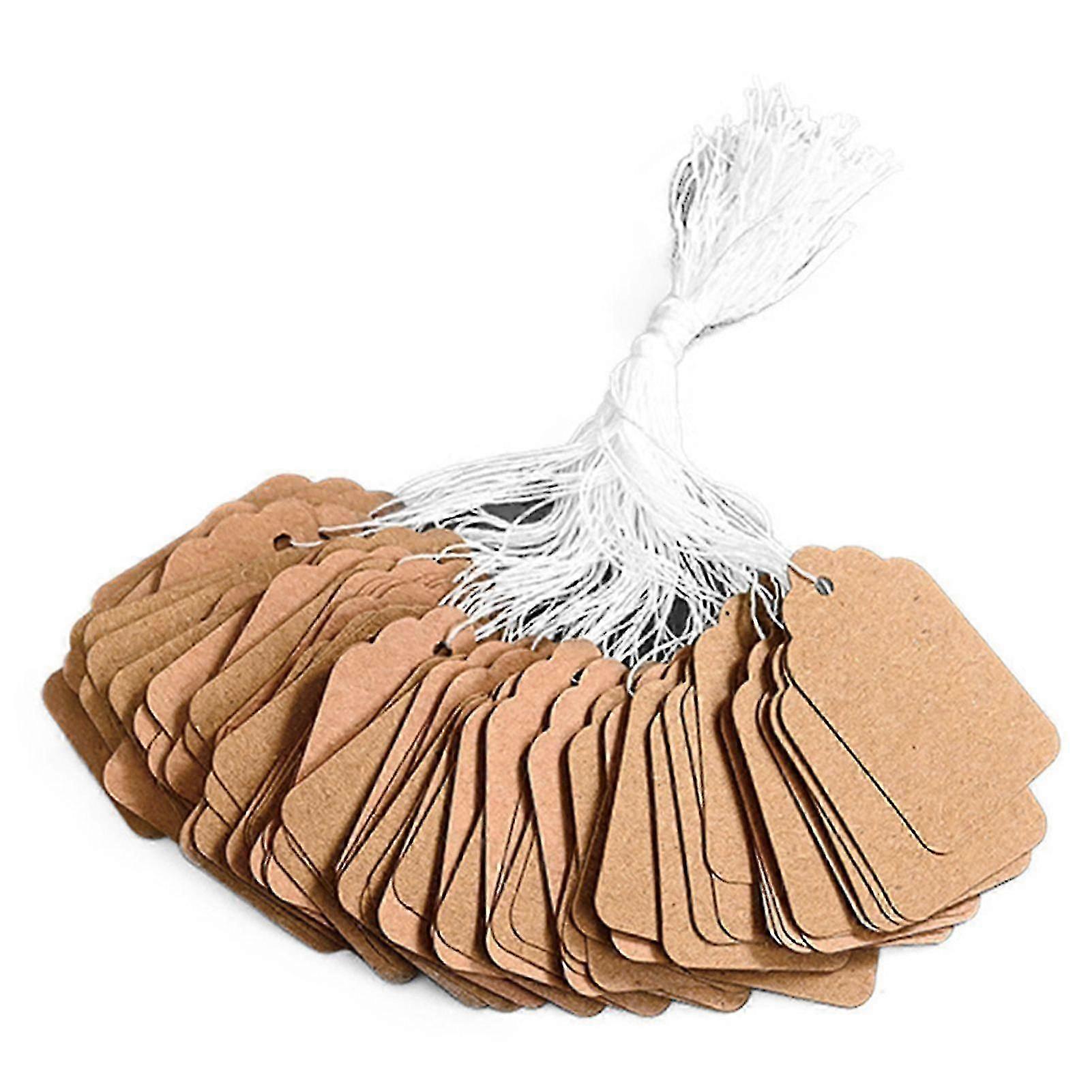 2025 500pcs Blank Kraft Paper Price Tags with String - Writable Hanging Tags for Jewelry Clothes and Retail Display Tags KI