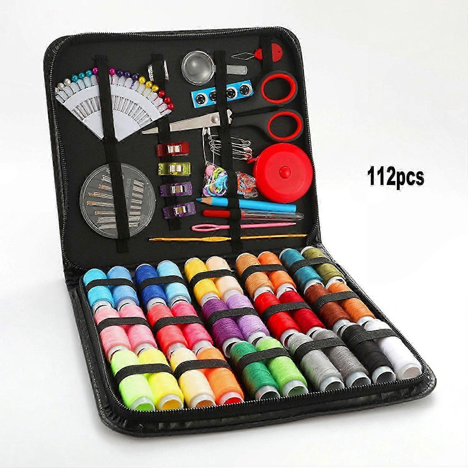 Crafting Starter Kit with Multicolored Thread and Essential Sewing Tools for Home Use