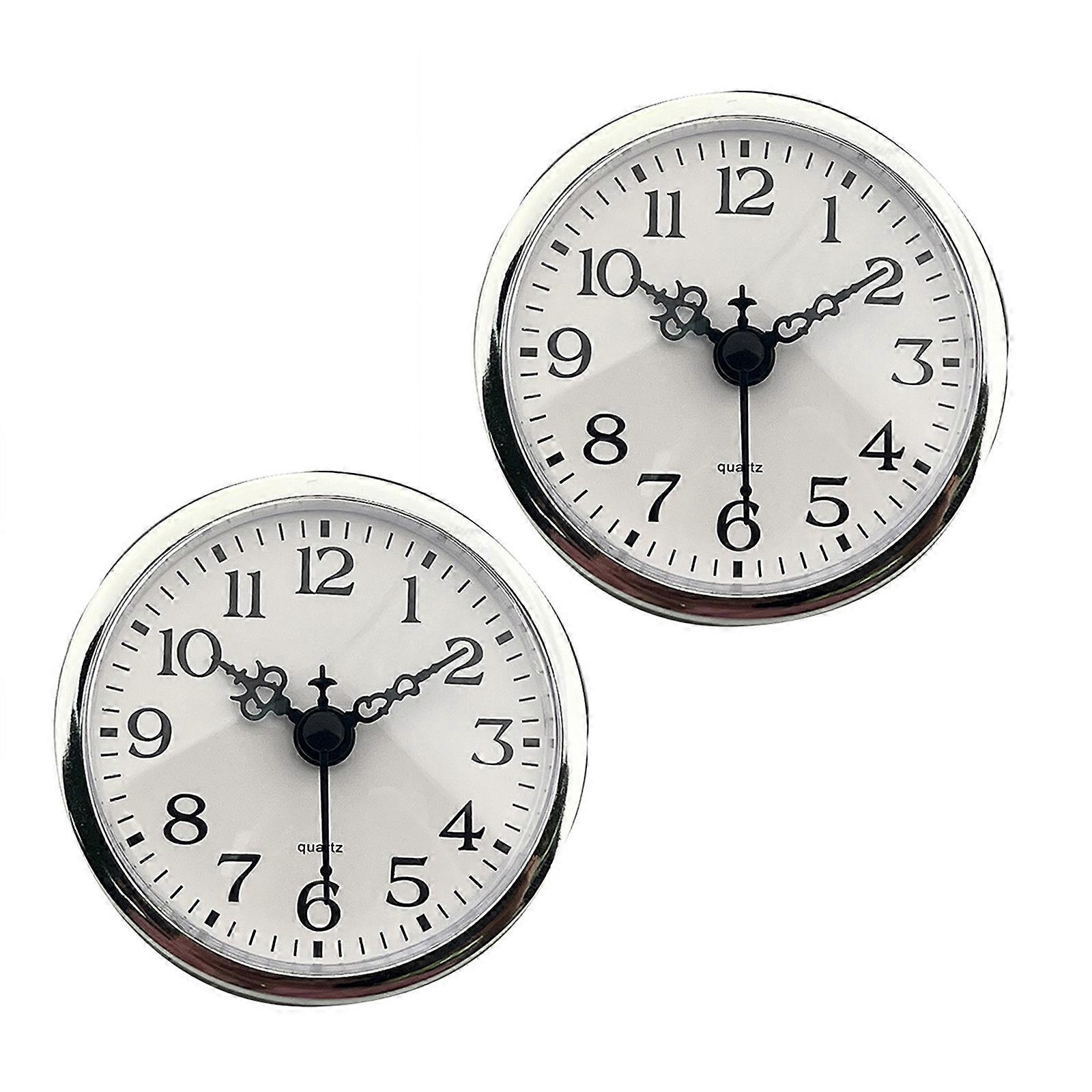 Miniature Quartzs Clock Insert 80mm Round Face Arabic Numerals Silver Trim Clock Head for Home and Office Crafting Use Multicolor