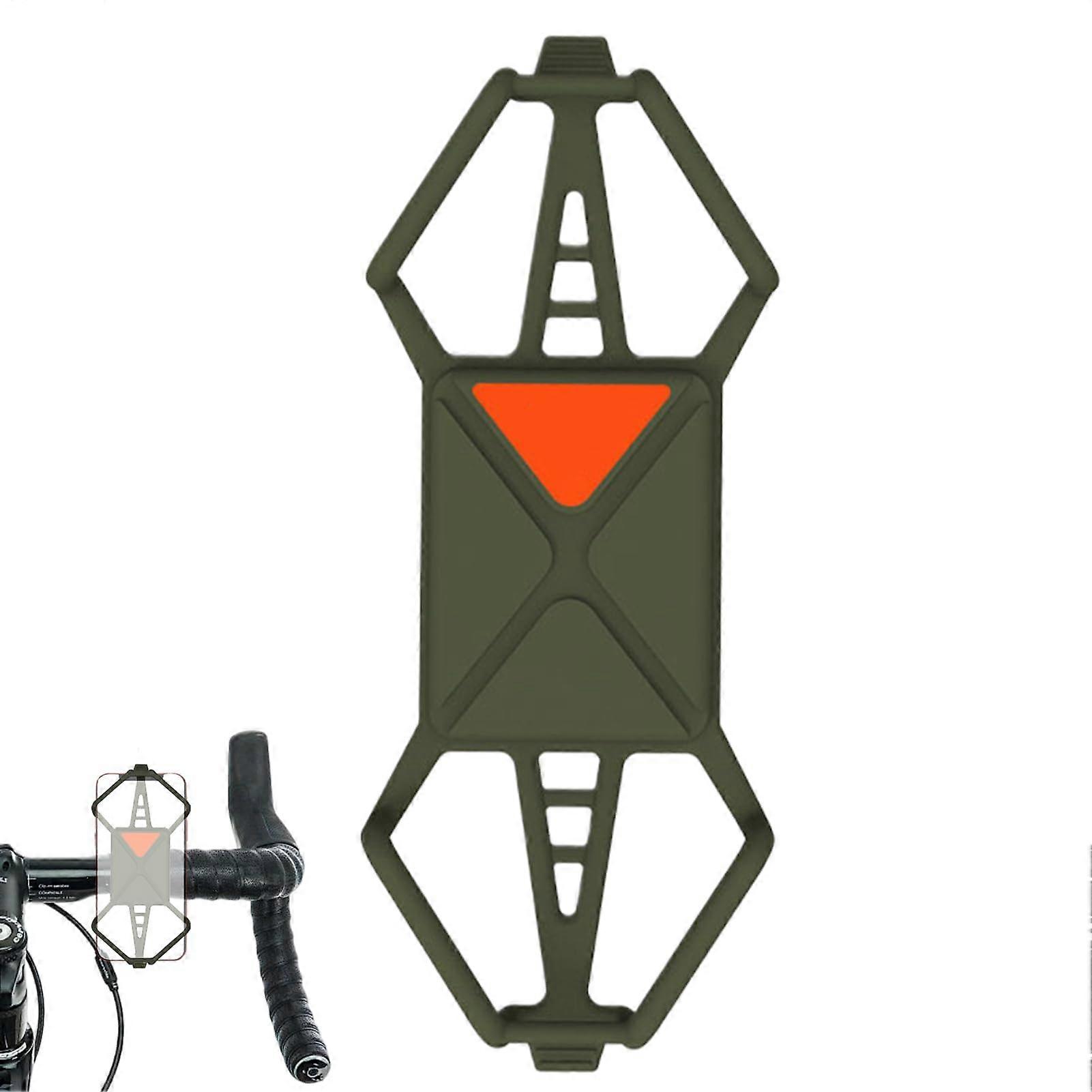 Bicycle Phone Holder For Travel And Cycling - Elastic Silicone Band, Adjustable, 360 Rotatable, Quick-Release, Green