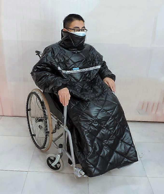 Waterproof, windproof fullbody warm blanket for wheelchair with sleeves