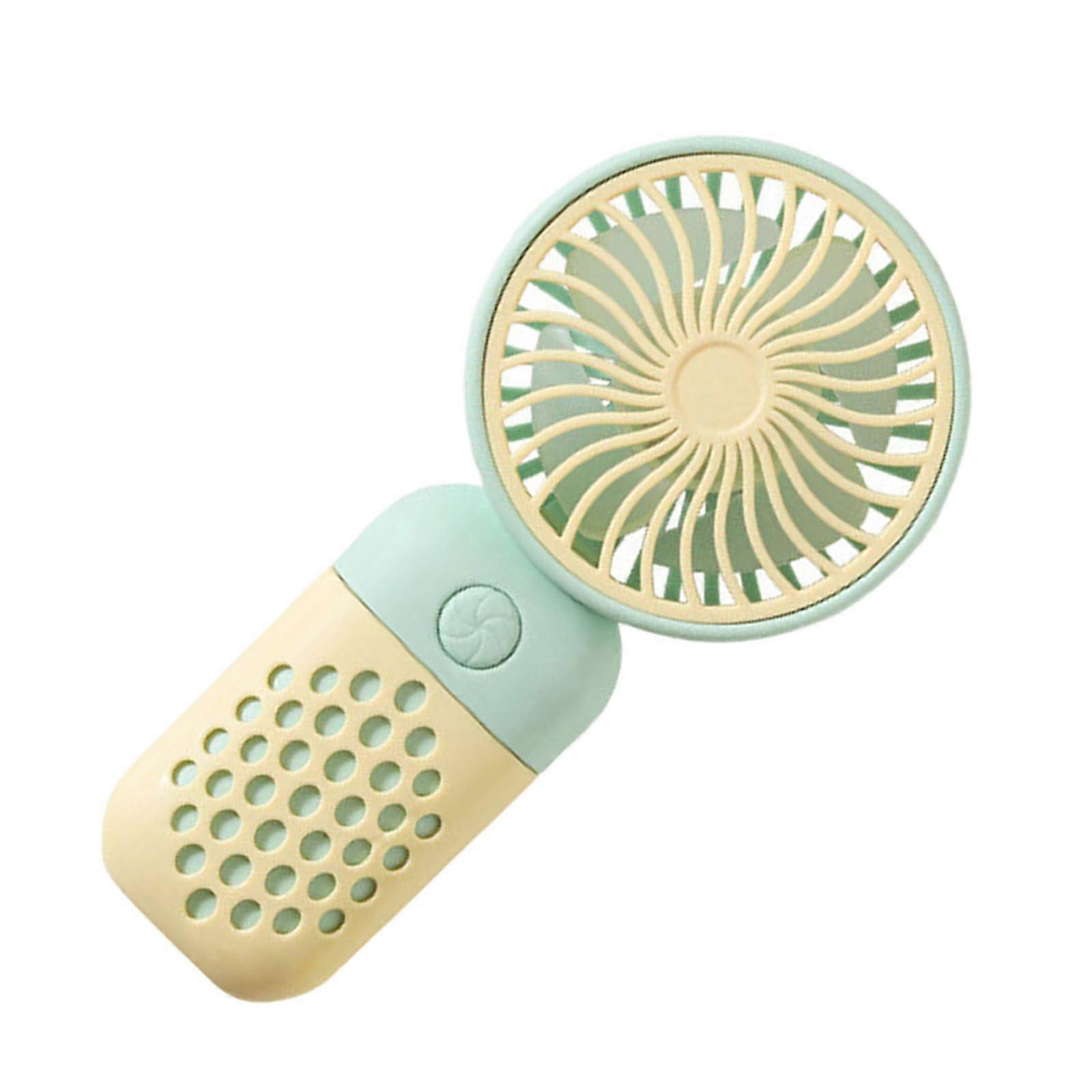 Handheld Desk Fan Bladeless USB Powered Rechargeable Quiet Portable Green For Dorm Office Travel