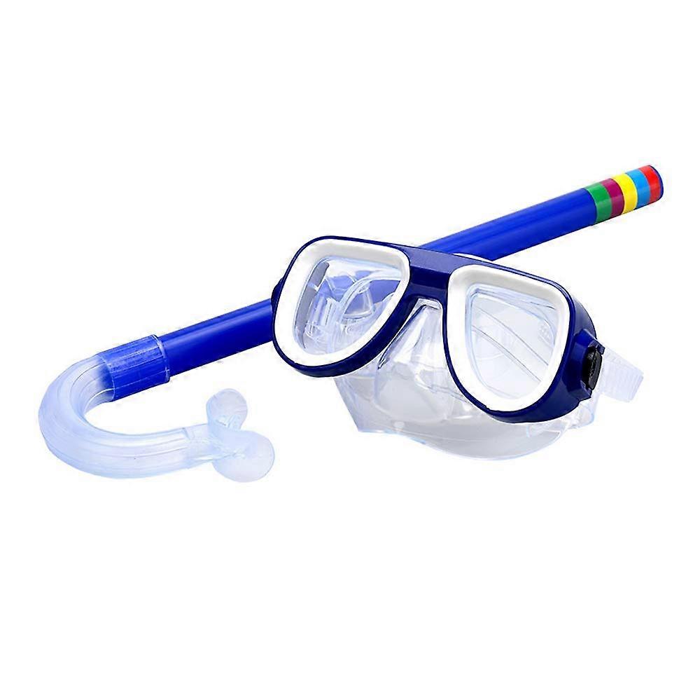 Kids Snorkel Set Dry Top Mask With Anti Fog And Anti Leak Big Eye Design Blue