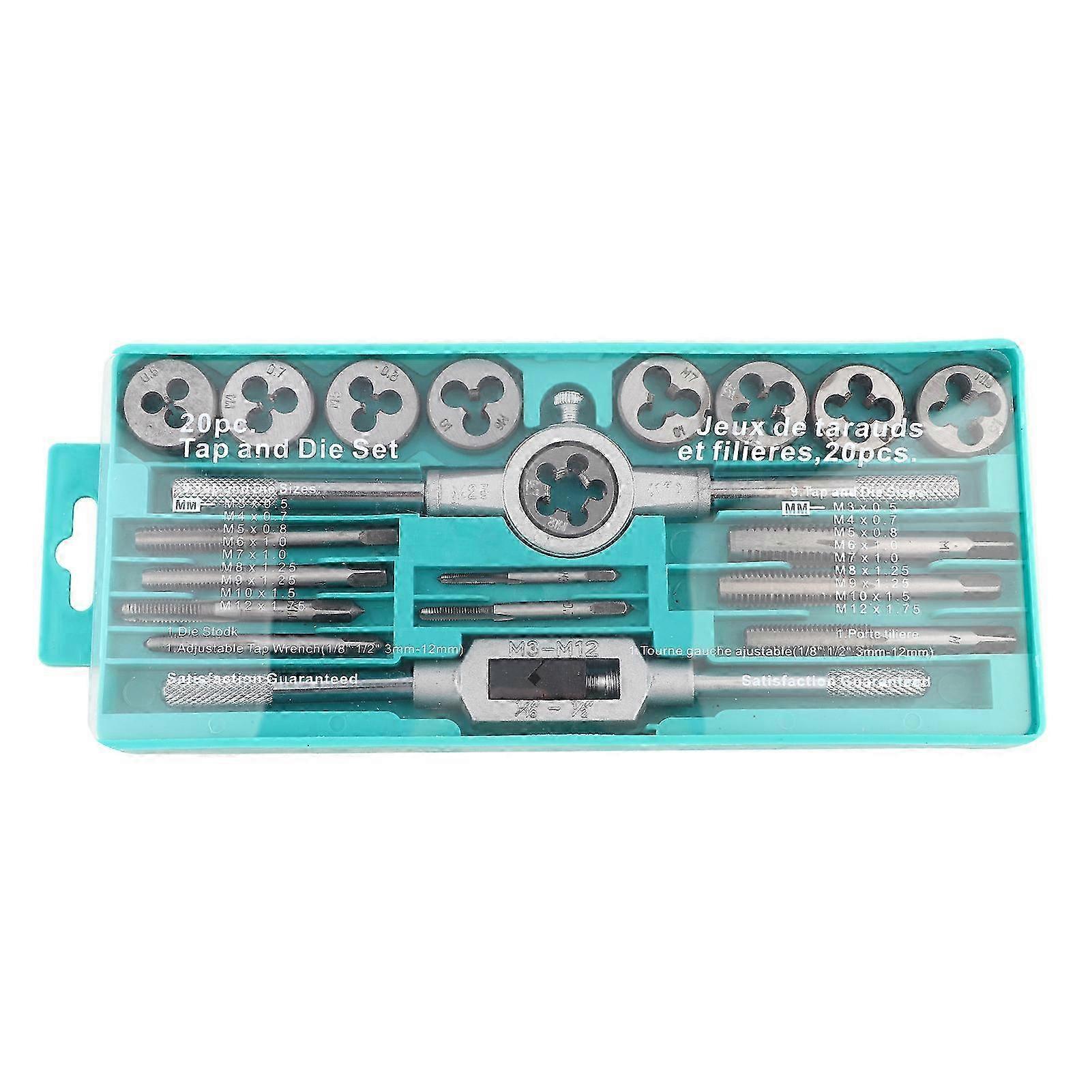 20pcs Metric Thread Tap Die Set Alloy Portable High Hardness Tap Die Hand Tools Set SZRH A-DS