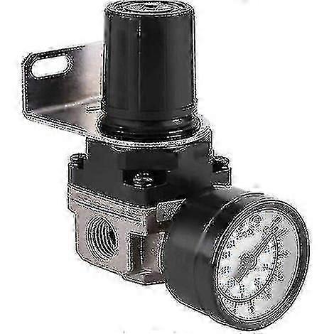 G1/4 Air Pressure Regulator with Gauge for Compressors, Adjustable Aluminium Valve with Bracket, Model AR2000-02