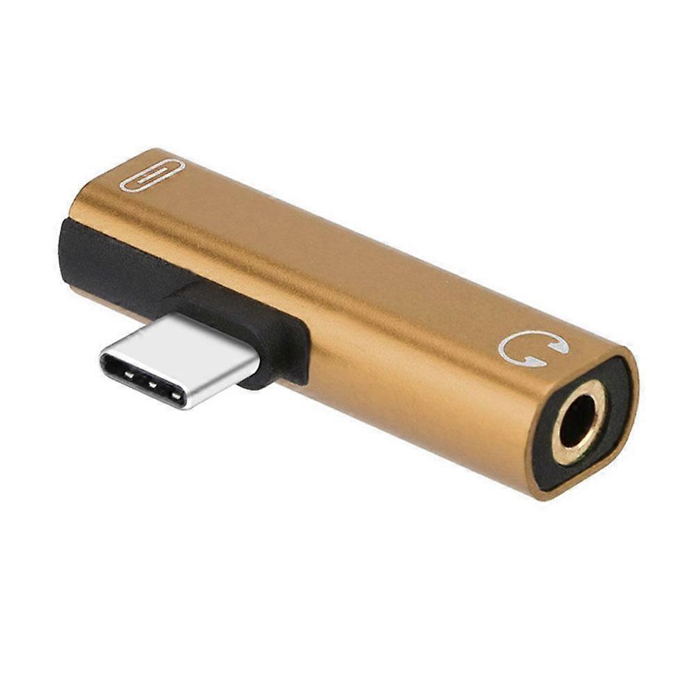 2-in-1 Adapter for Mobile Phones & Tablets, 3.5mm Jack to TYPE-C Plug Converter with Multi-Jack & High-Speed Transmission