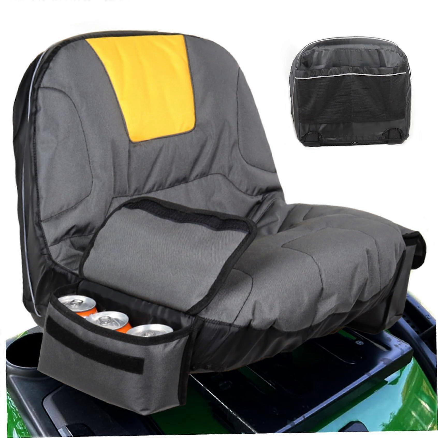 Waterproof Lawn Mower Seat Cover 600D Oxford Material, Side Pouch, Elastic Band, Reflective Strip, For Riding Mowers