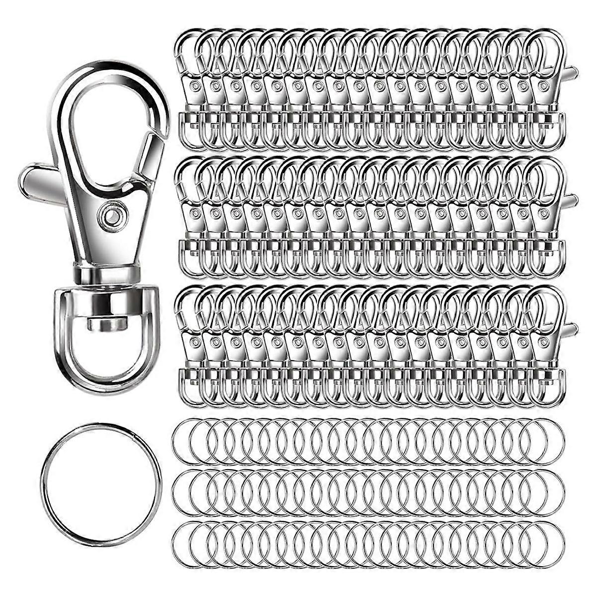 Metal Swivel Snap Hooks and Key Rings, 80PCS Small Lobster Claw Keychains Clasps and 80PCS Key Chain Ring 160PCS