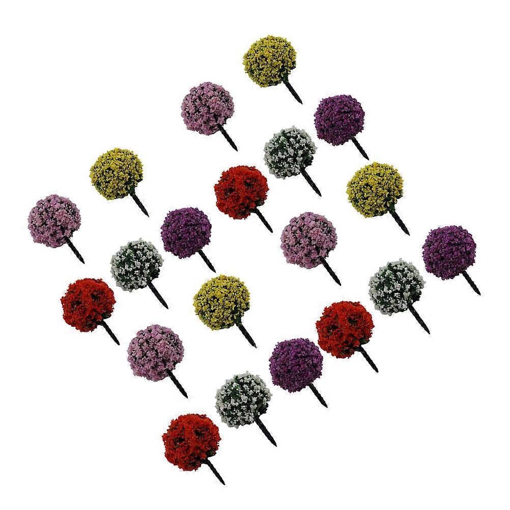24 Pcs Plastic Miniature Trees Colorful Miniature Plants Artificial Garden Flowers Bonsai Tree Tufts Static Scenery Model For Diy Craft Train