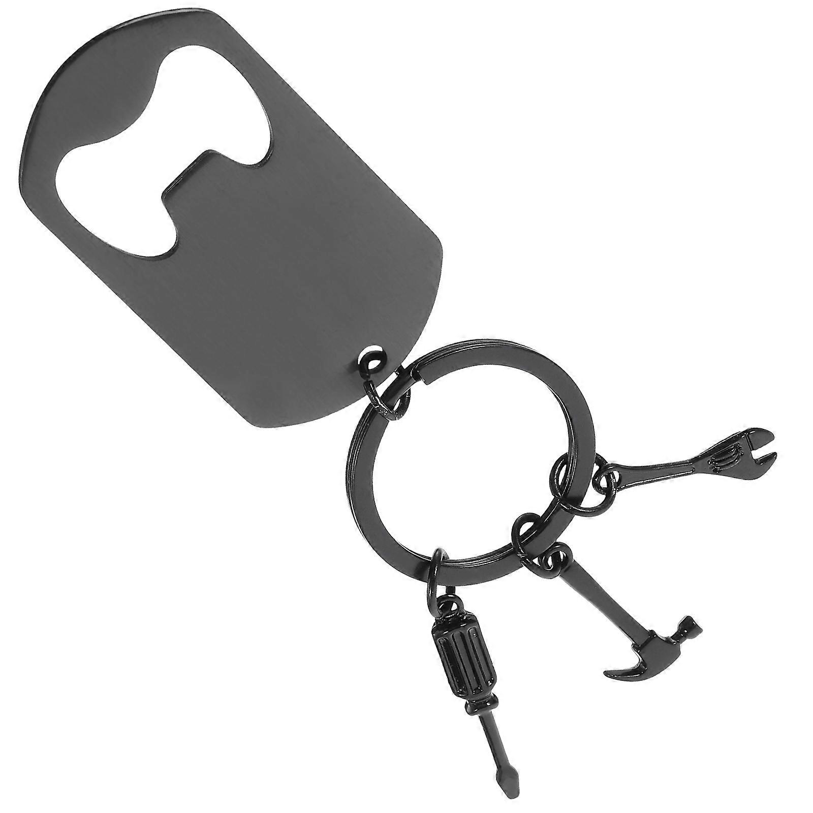 Metal Bottle Opener Keychain Black Color for Daily Use Lightweight and 2 5 Inches