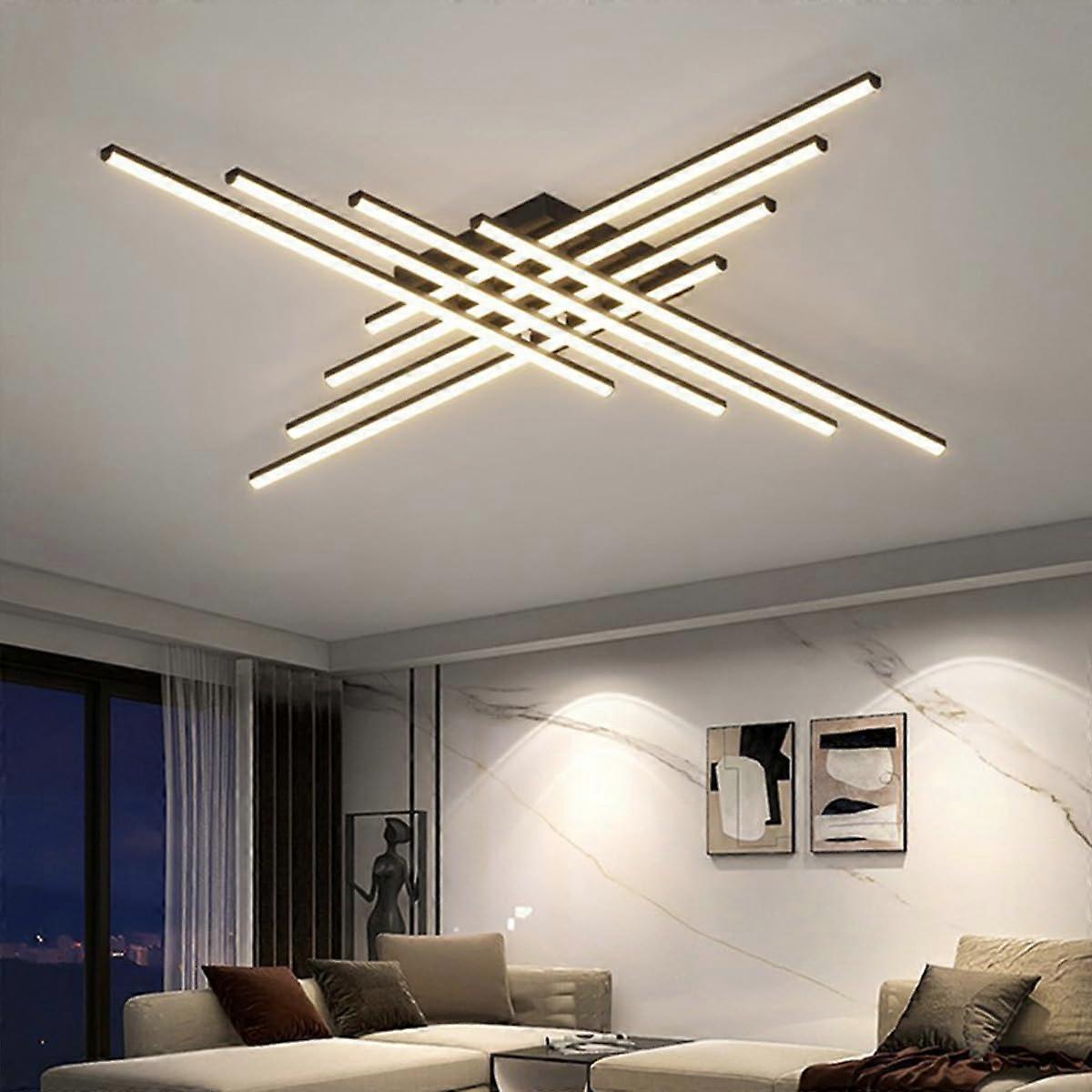 Dimmable LED Ceiling Light With Remote Control, Model 120CM-8, 120 cm Length, Black Finish