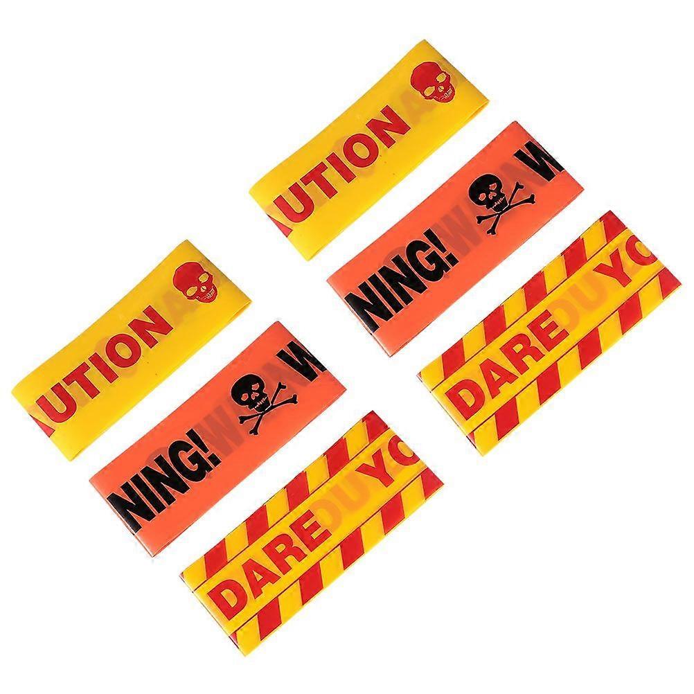 6pcs Halloween Warning Signs Tape Window Prop Halloween Party Warning Line