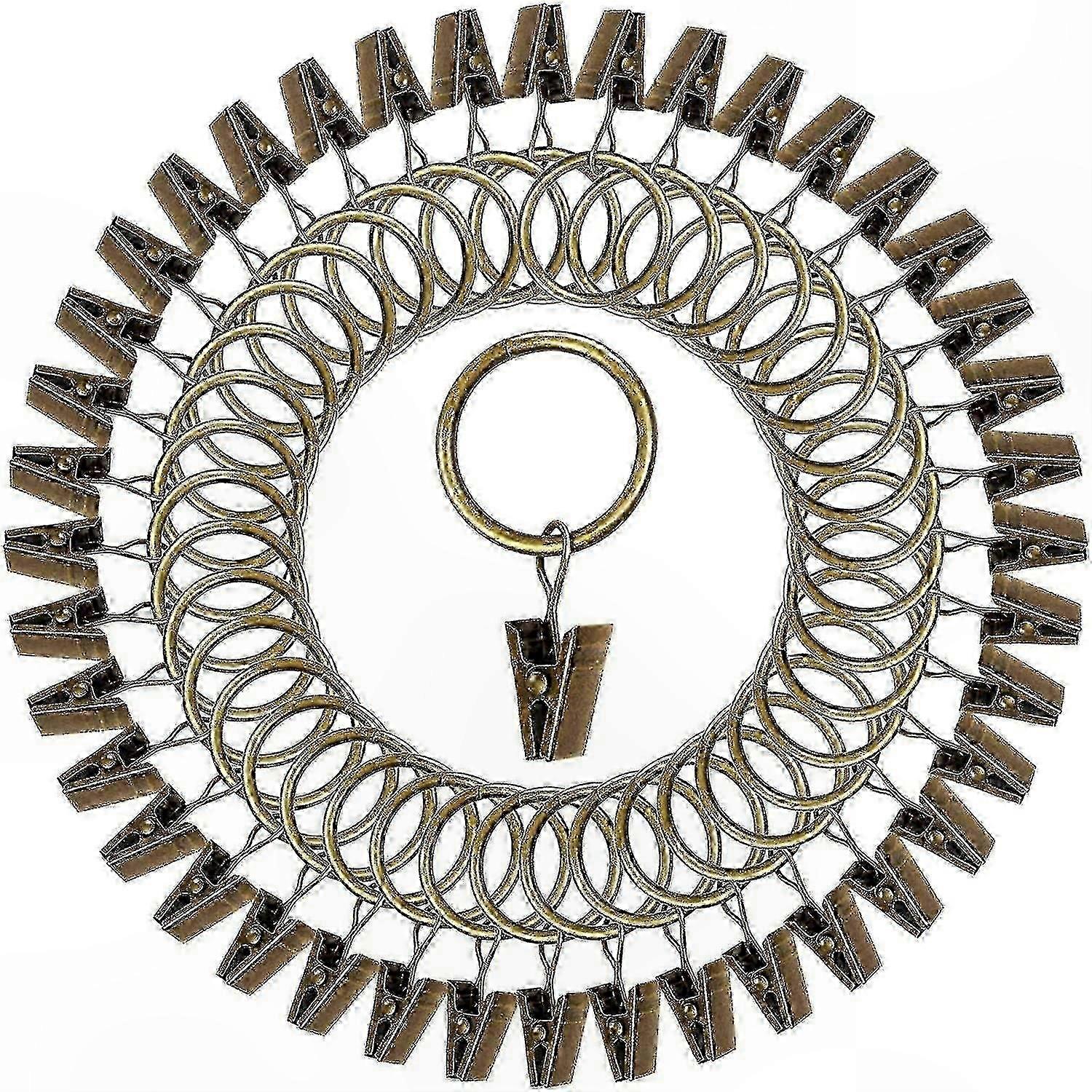 40PCS Rustproof Metal Curtain Clips, Vintage Style Drapery Rings with Strong Clip, Decorative and Durable for Home Curtains