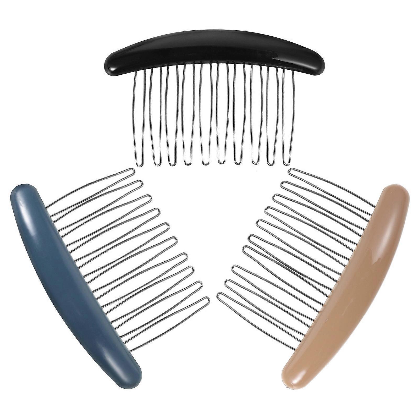 No Trace Backcombing Comb Hair Side Combs for Women 3Pcs Assorted Color Plastic