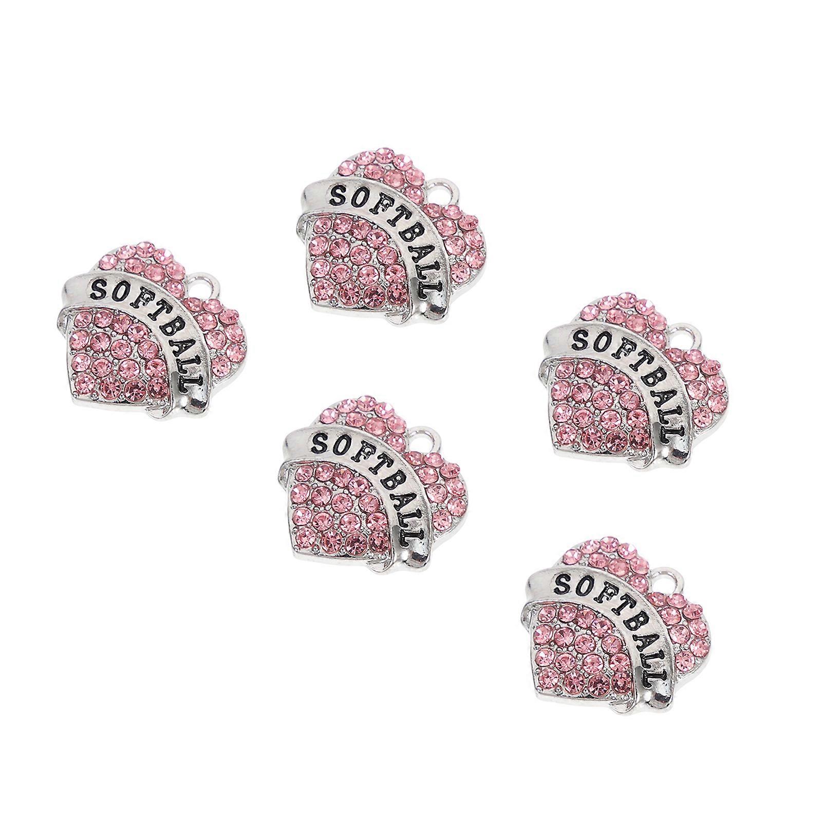 Sydän Charm Korut DIY kaulakoru riipus 5kpl vaaleanpunainen sisustussarja