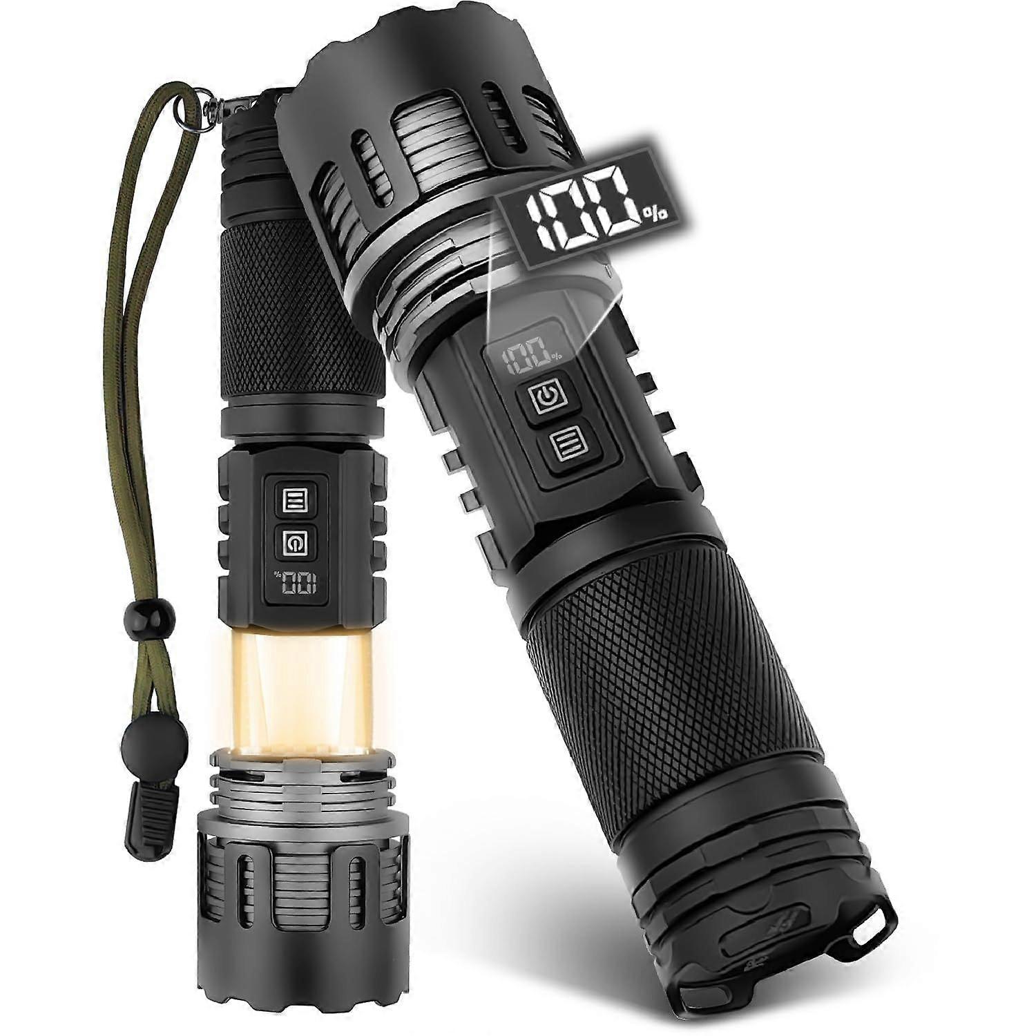 Rechargeable Flashlight, 4+6 Modes Zoomable Flashlights, Super Bright 20000 High Lumens Flash Lights, LED Tactical Flash Light for Home Emergencies, G