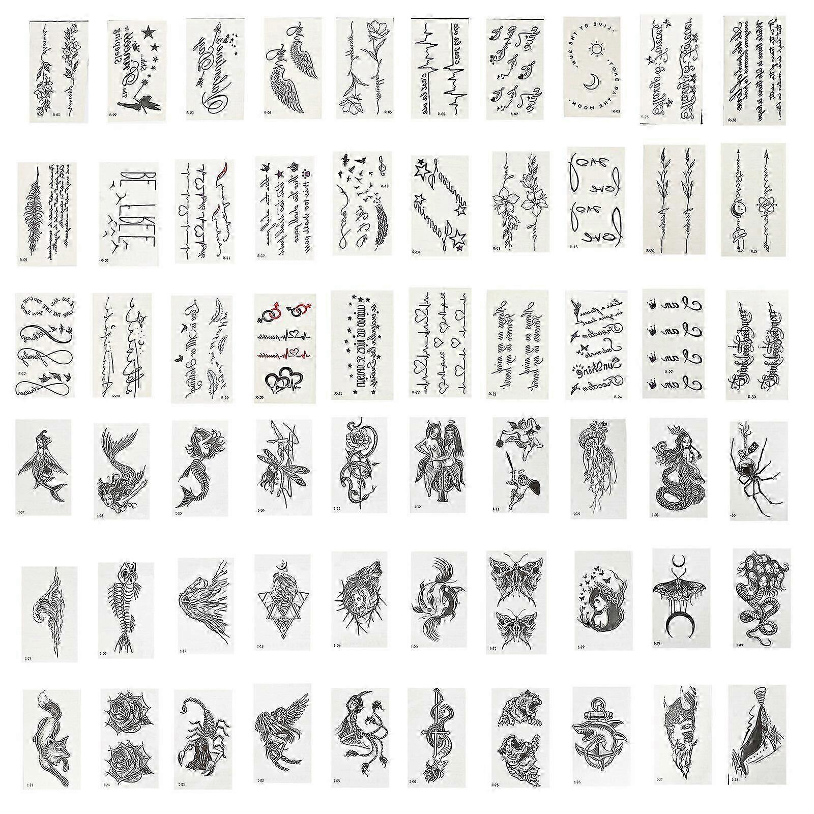 60 lap ideiglenes tetoválás hamis test arc kar váll tetoválás matrica készlet