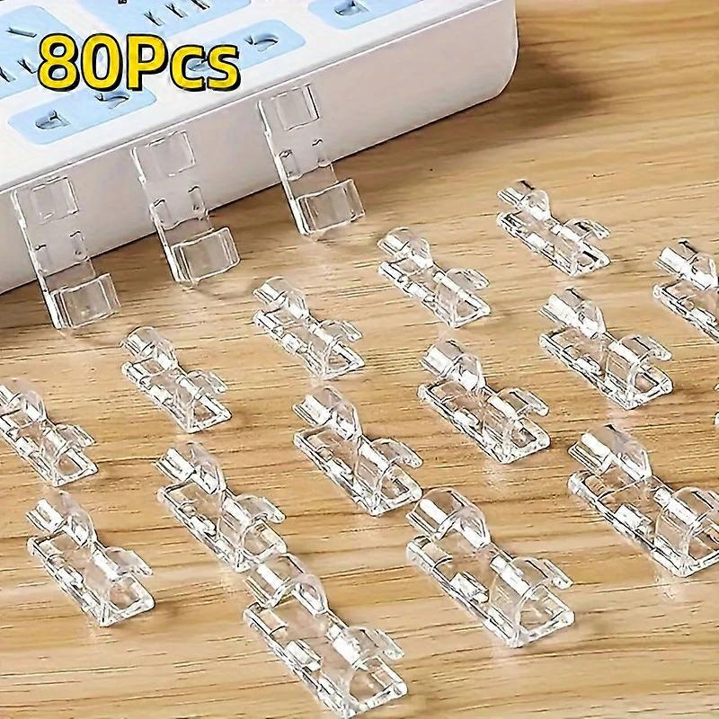 100Pcs Adhesive Cable Clamps Transparent Wire Brackets Power Line Management Plastic Cable Tissue Clamps for Walls Tables Under