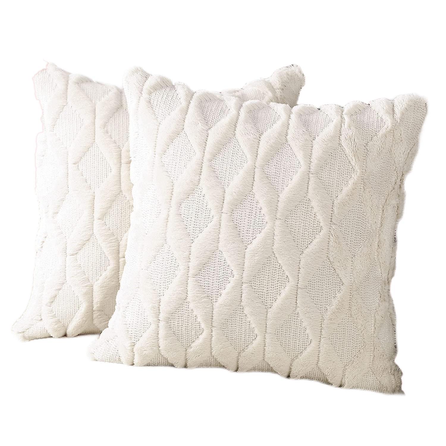Pack Of 2 Soft Plush Short Wool Velvet Decorative Throw Pillow Covers Luxury Style Cushion Case Pillow Shell For