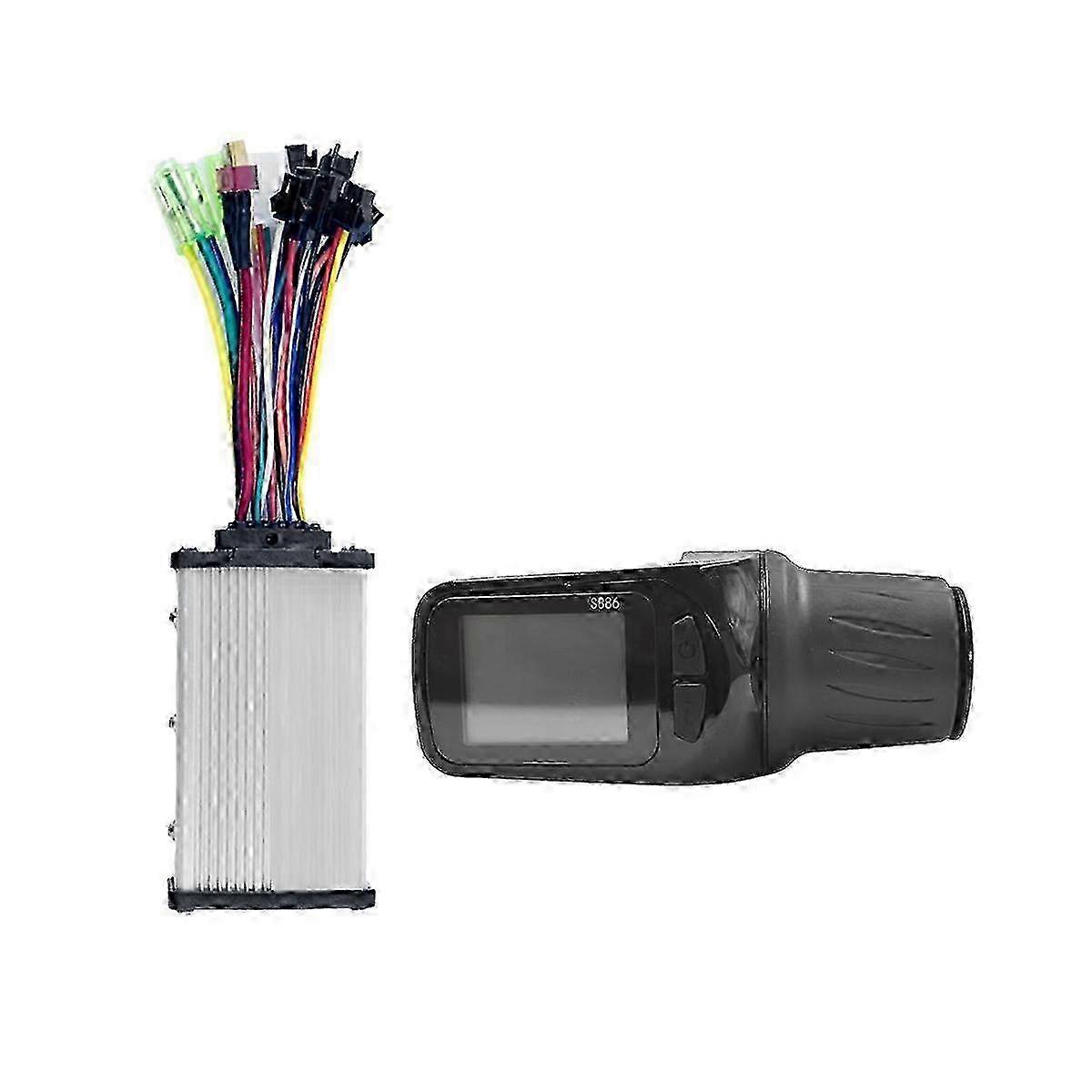 2025 24V 36V 48V 60V S886 Ebike LCD Display Adjust with Twist Throttle+36V 350W Sine Wave Controller Comp