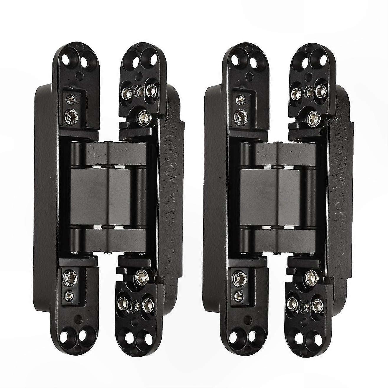 Pair of 6" Invisible Door Hinges with 180-Degree Swing and 3-Way Adjustment for Flush Mounting