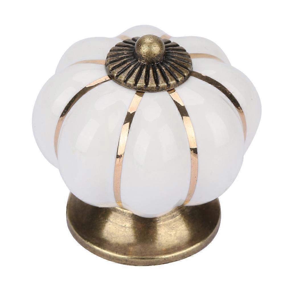 Ceramic Pumpkin Knob 40mm White Drawer Handle Pull with Screw