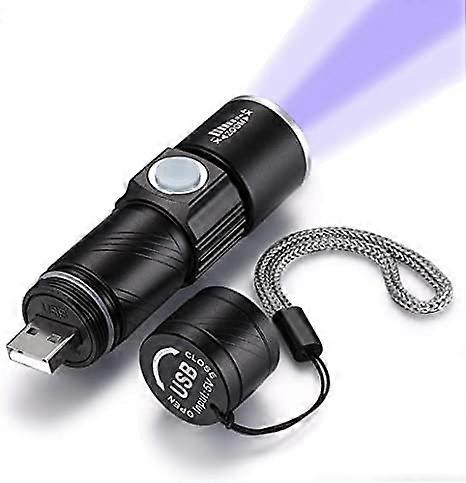 UV Torch Rechargeable Mini LED Black Light 395nm, Zoomable Pet Urine Finder And Stain Detector, BuiltIn Battery