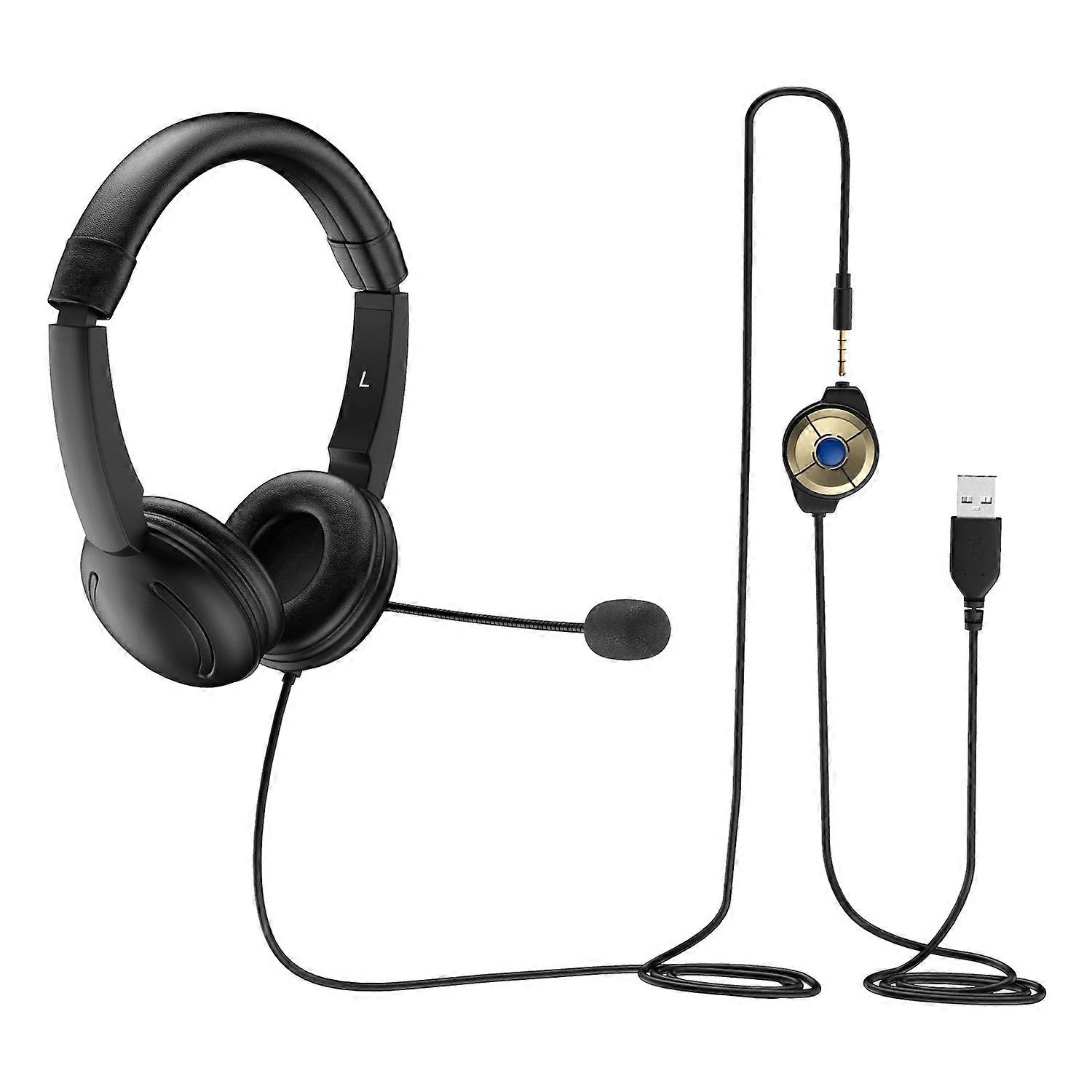 OY359 3.5mm/USB Jack 2-in-1 Computer Headset Noise Canceling PC Headphone with Controller