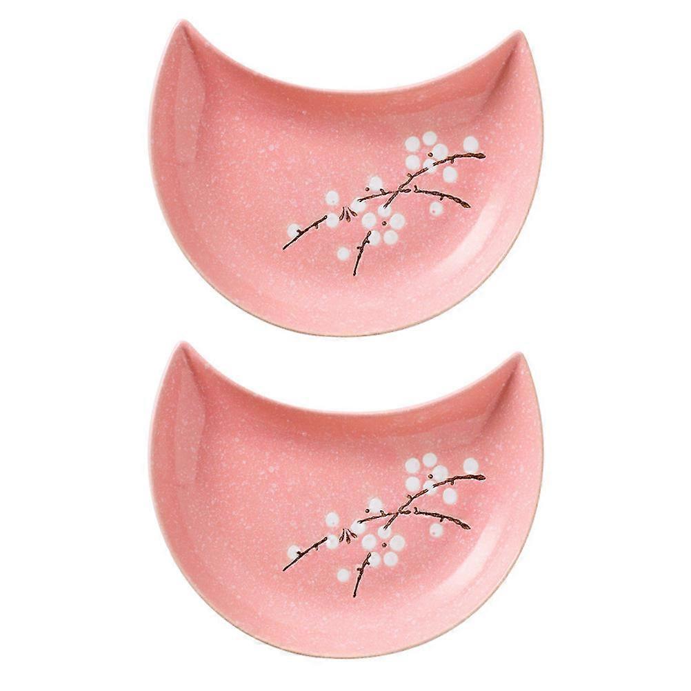 Sushi Dish Ceramic Sushi Containers for Storage Use 2Pcs Pink Plates