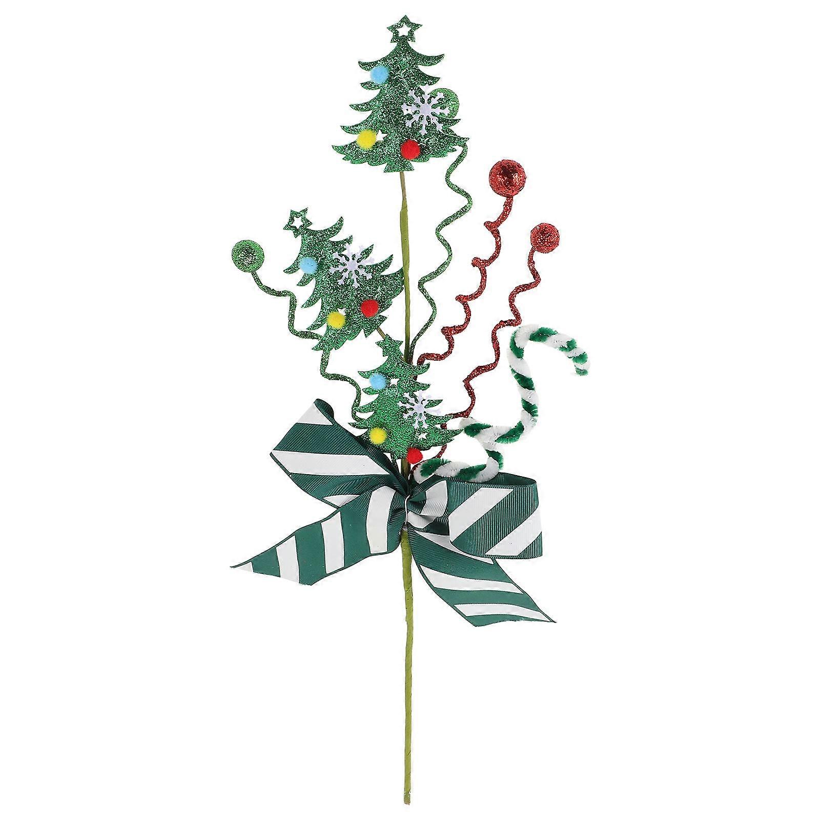Christmas Tree Picks Green Artificial Bouquet for Holiday Party 4Pcs
