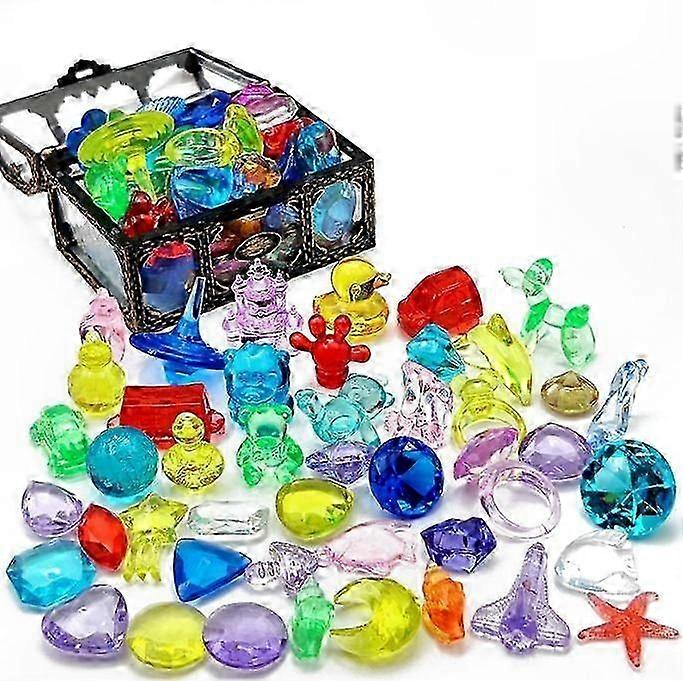 Colorful Gem Pool Dive Toys with Pirate Treasure Box Set