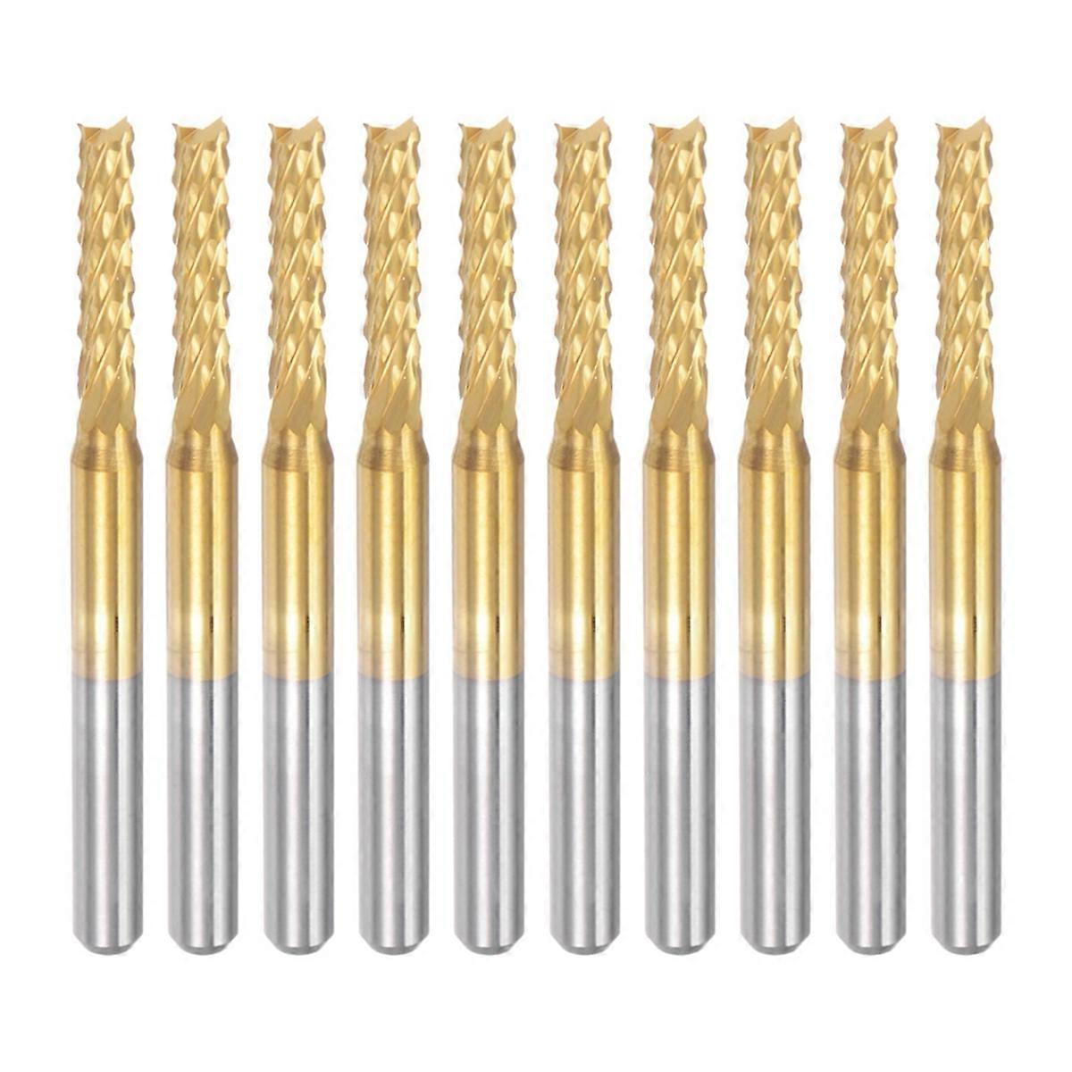 10PCS Titanium Coat Carbide For PCB Machine, 1/8 Inch Shank 2.5Mm