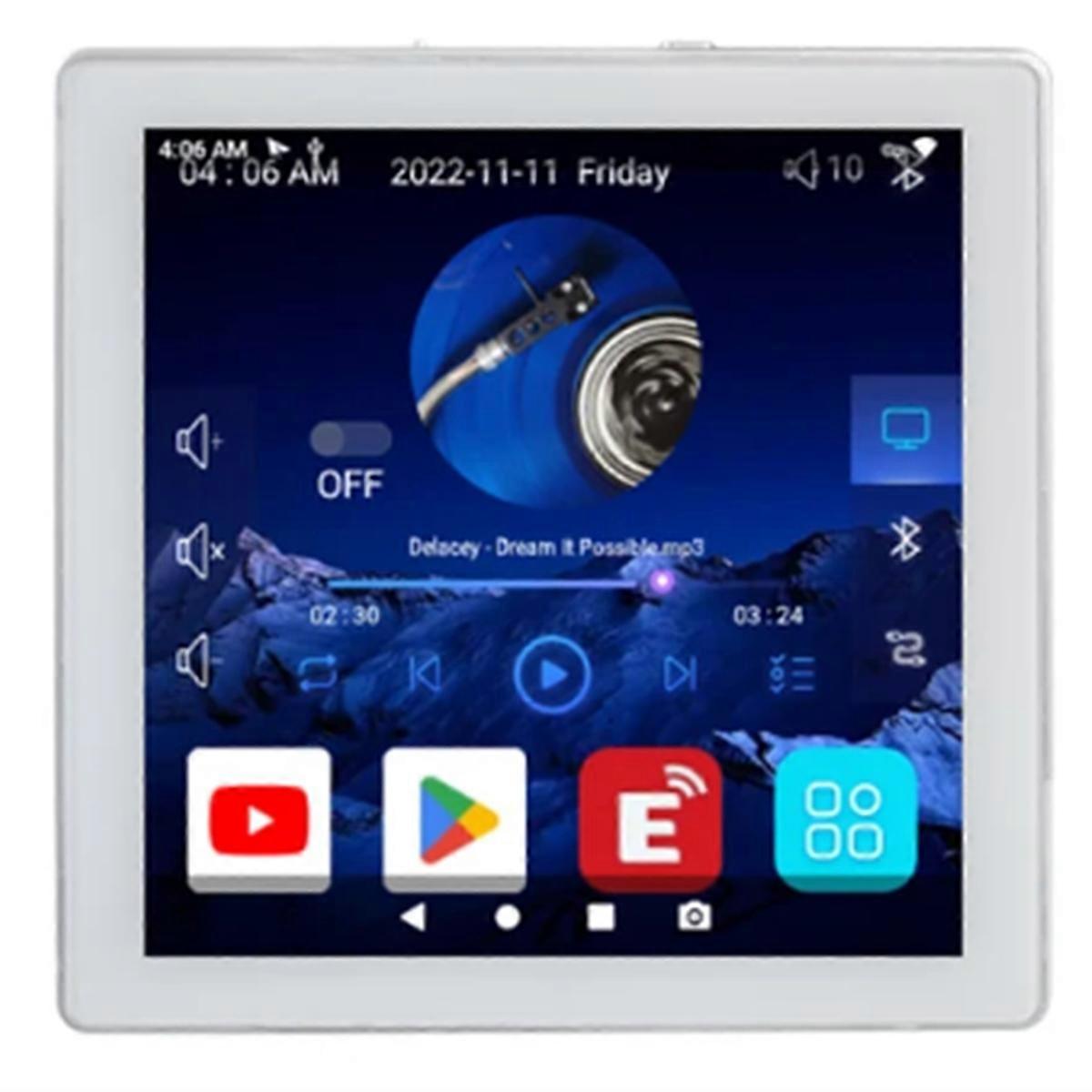 8 Ohm Android 10.0 System Smart WIFI Bluetooth 4X25W Wall Amp, White